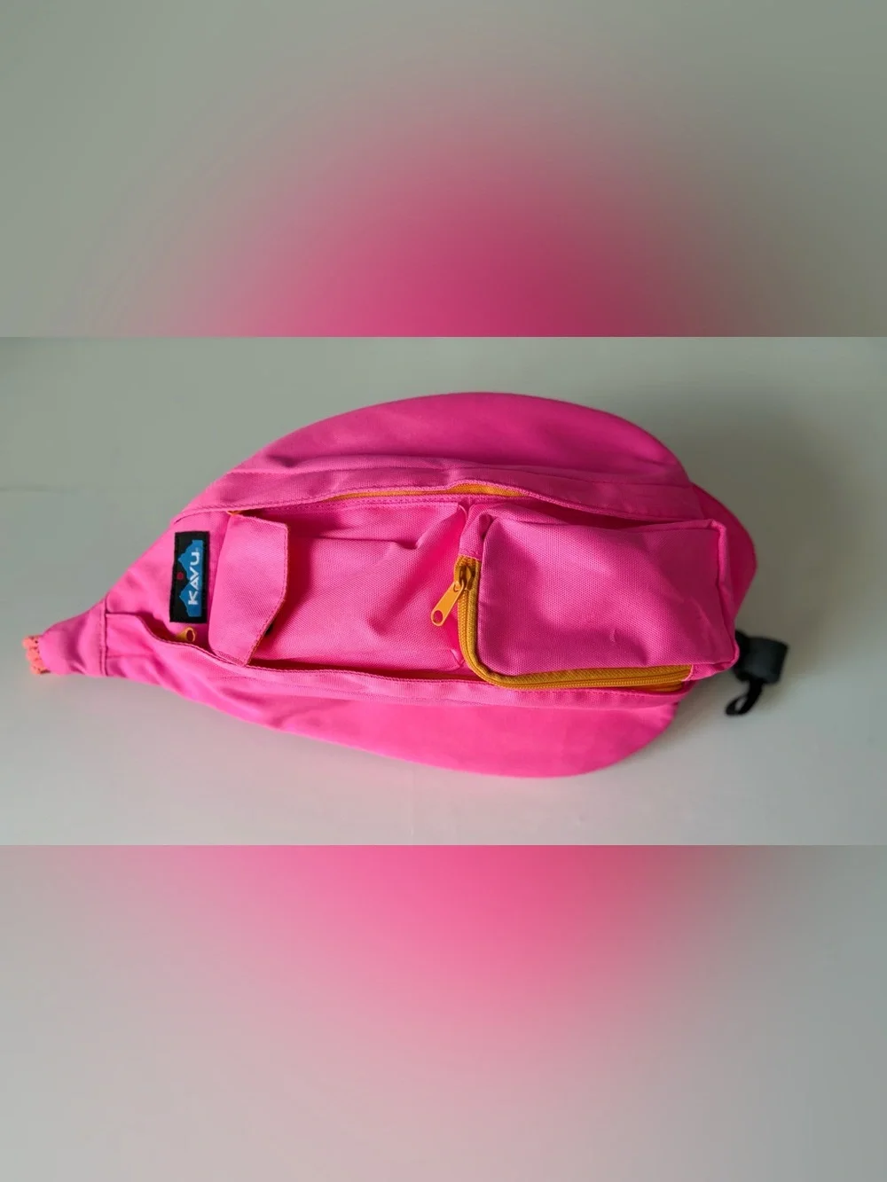 KAVU Pink Rope Sling Bag Crossbody Backpack Orange Accent Pockets